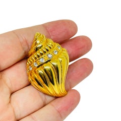 KJL für AVON signiert Vintage Goldton Muschel Schal Clip / Halskette Enhancer