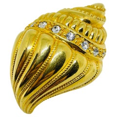 KJL for AVON signed vintage gold tone seashell scarf clip / necklace enhancer