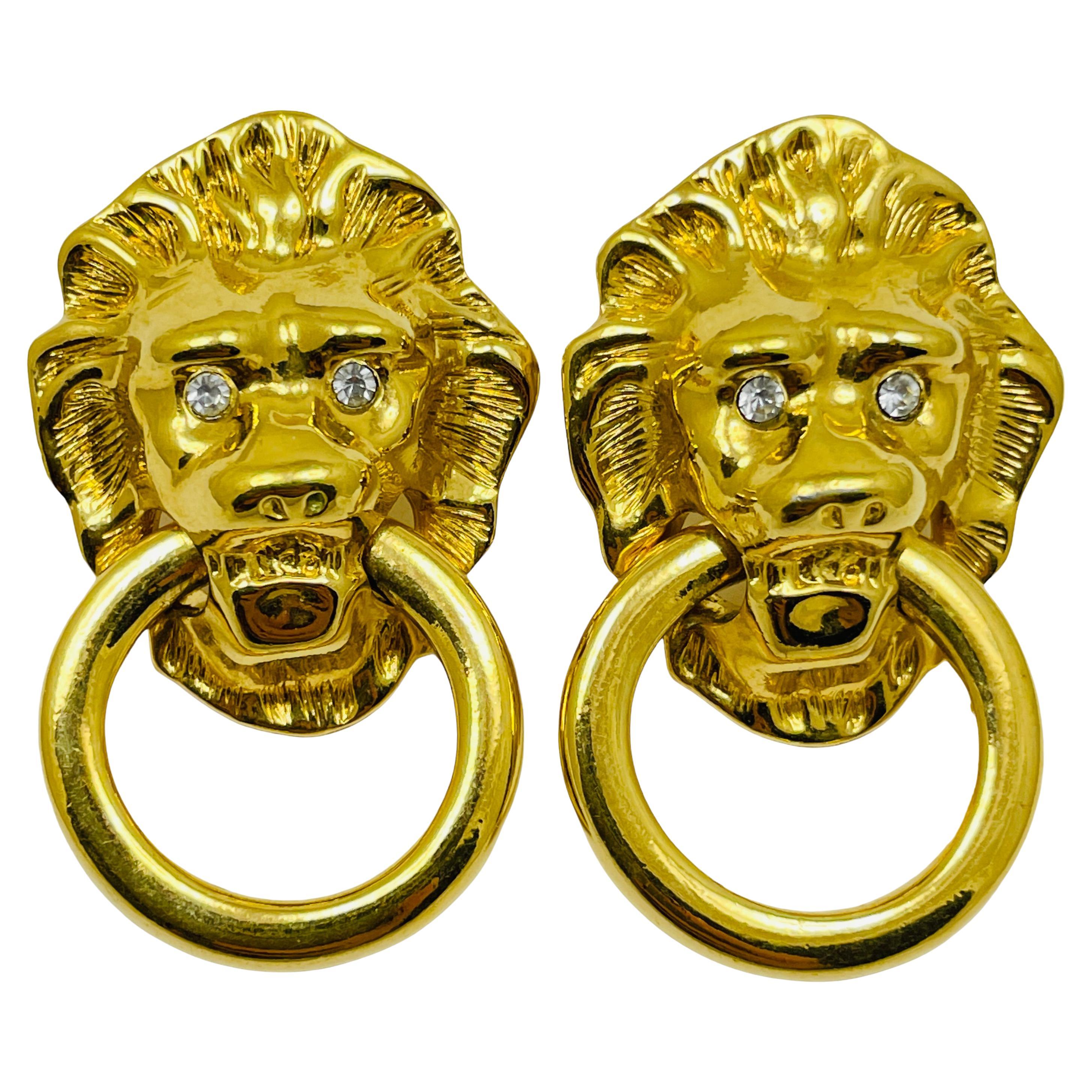 KJL per AVON orecchini firmati vintage con testa di leone e battente