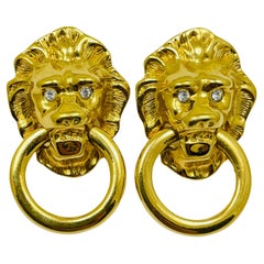 KJL per AVON orecchini firmati vintage con testa di leone e battente