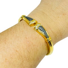 KJL for AVON vintage gold tone enamel rhinestones designer clamper bracelet