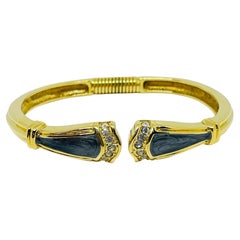 KJL for AVON vintage gold tone enamel rhinestones designer clamper bracelet