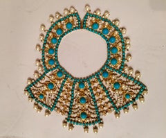 KJL Kenneth J Lane Impressive Bib Necklace Turquoise Moonstone and Pearl