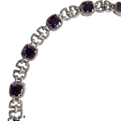 KJL Kenneth Jay Lane Amethyst and Clear Cubic Zirconia Rhodium-Plated Bracelet