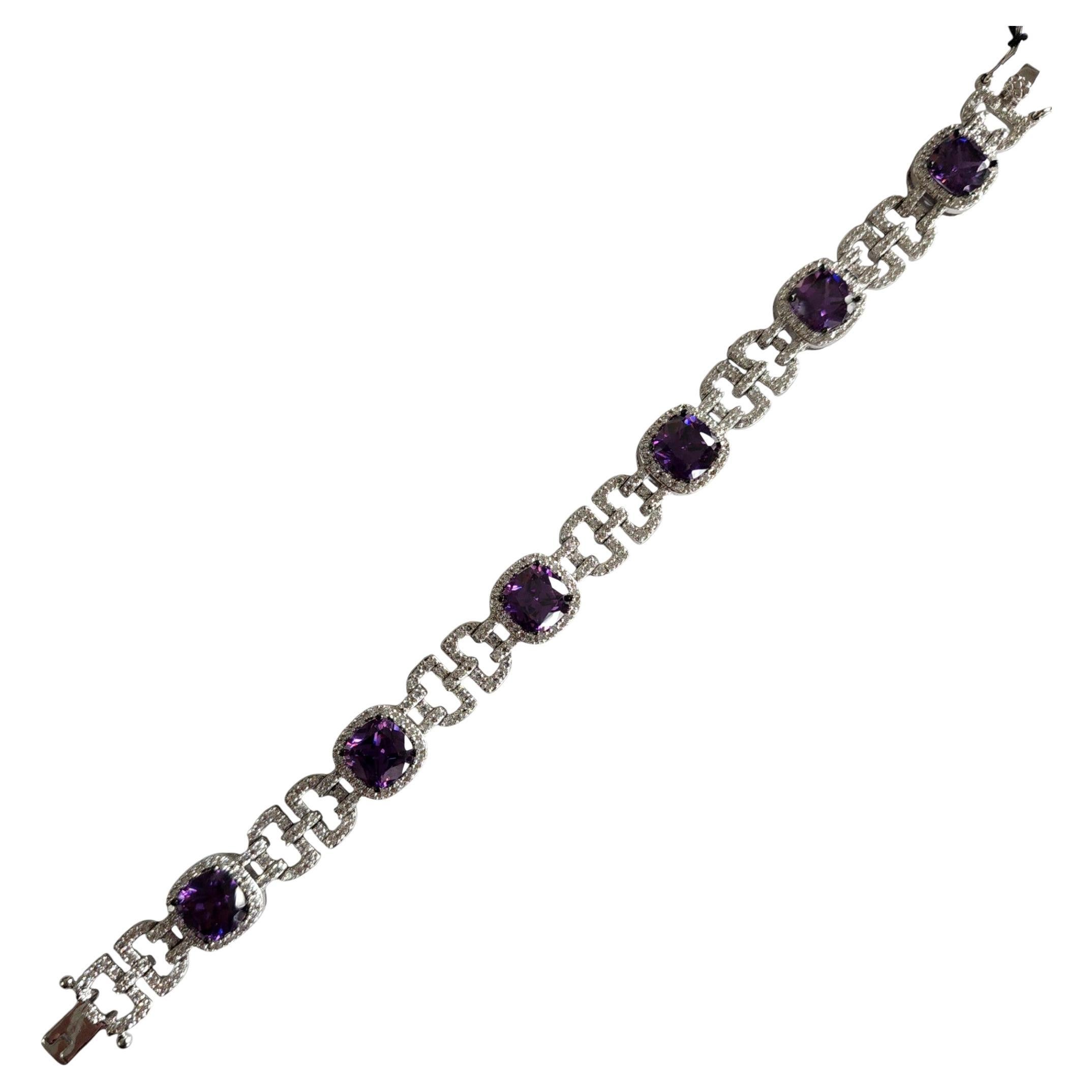 KJL Kenneth Jay Lane - Améthyste et zircon cubique clair - Bracelet plaqué rhodium