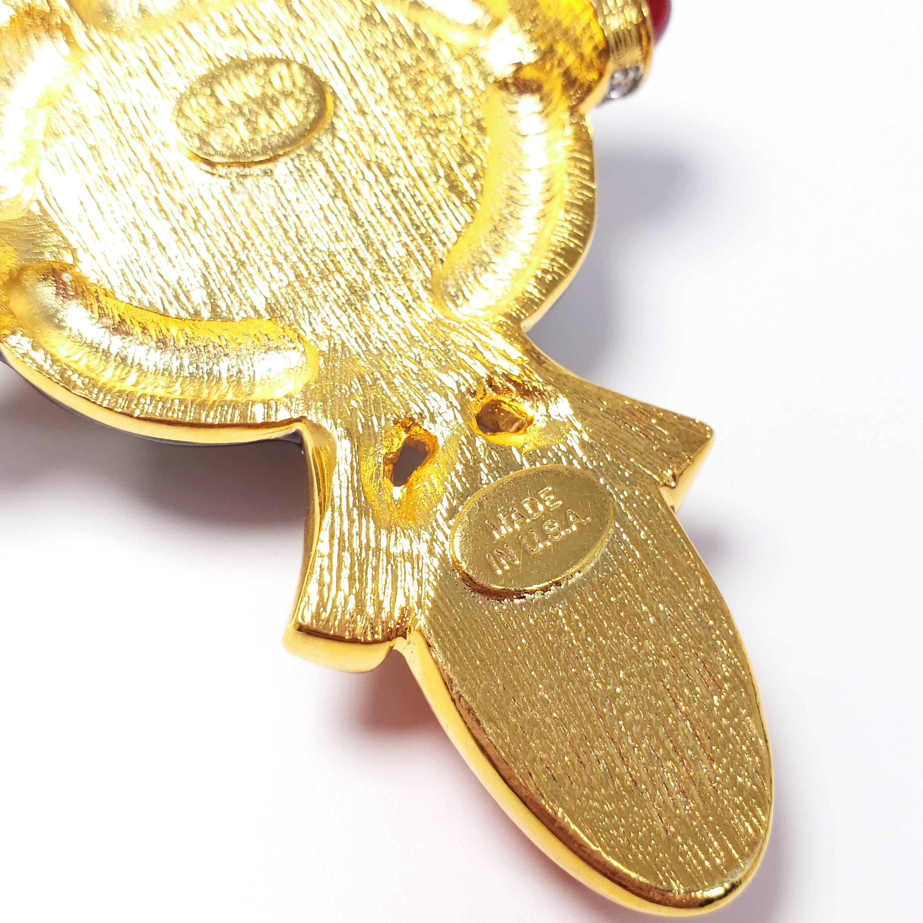 KJL Kenneth Jay Lane Art Deco Cabochon & Crystal Pendant Necklace on Gold Chain 5