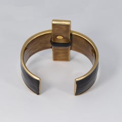 KJL Kenneth Jay Lane Art Deco Geometric Cuff Bracelet, Black Enamel and Gold
