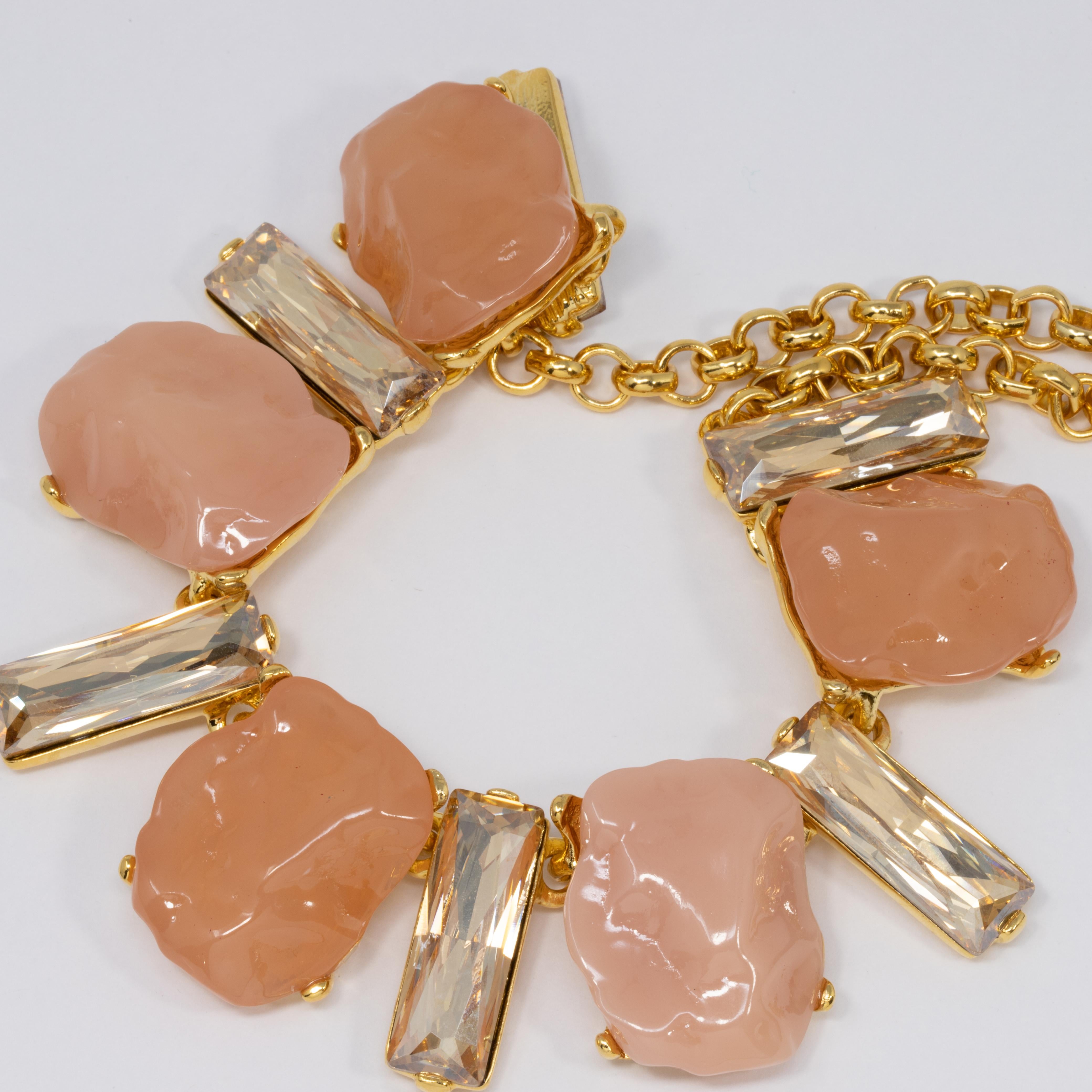 KJL Kenneth Jay Lane Collier en cristal transparent et or rose avec collier en forme de roche Unisexe en vente