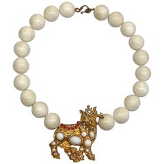 K.J.L. Kenneth Jay Lane Early Bull Centerpiece Necklace