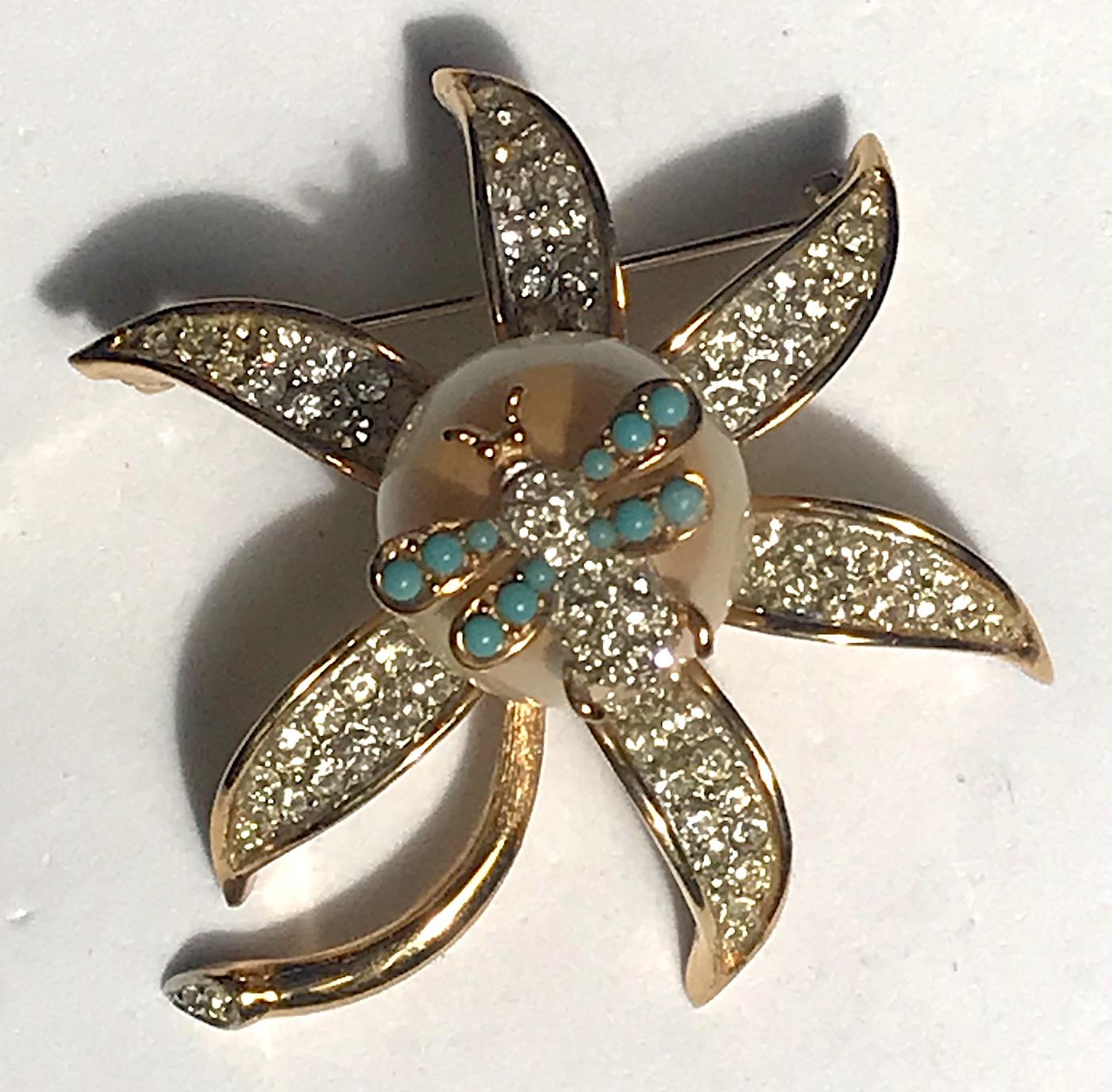 K.J.L. Kenneth Jay Lane Early Flower Brooch In Good Condition In New York, NY