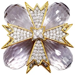 KJL Kenneth Jay Lane Embellished Clear Maltese Cross Pin Pendant