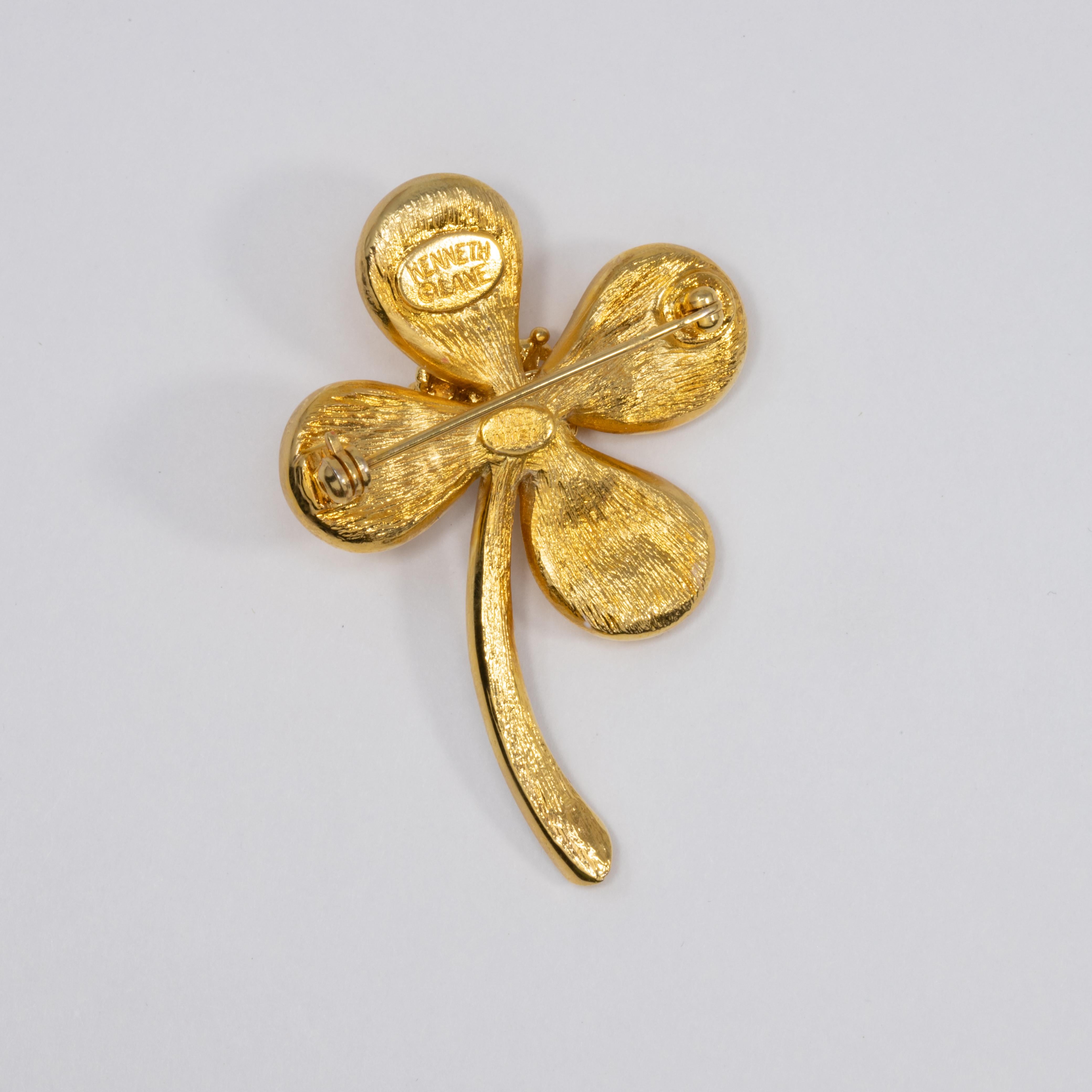 Women's or Men's KJL Kenneth Jay Lane Embellished Flower Pin Brooch Yellow Resin Petals, Crystals