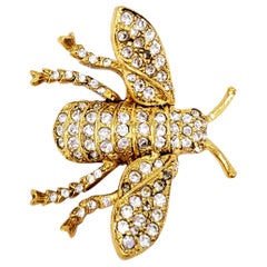 KJL Kenneth Jay Lane Embellished Fly Insect Pave Crystal Pin Brooch in Gold