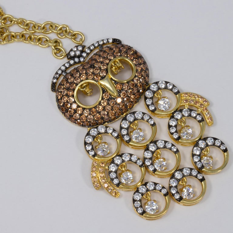 KJL Kenneth Jay Lane Embellished Pave Cubic Zirconia Owl Pendant Necklace In New Condition For Sale In Milford, DE