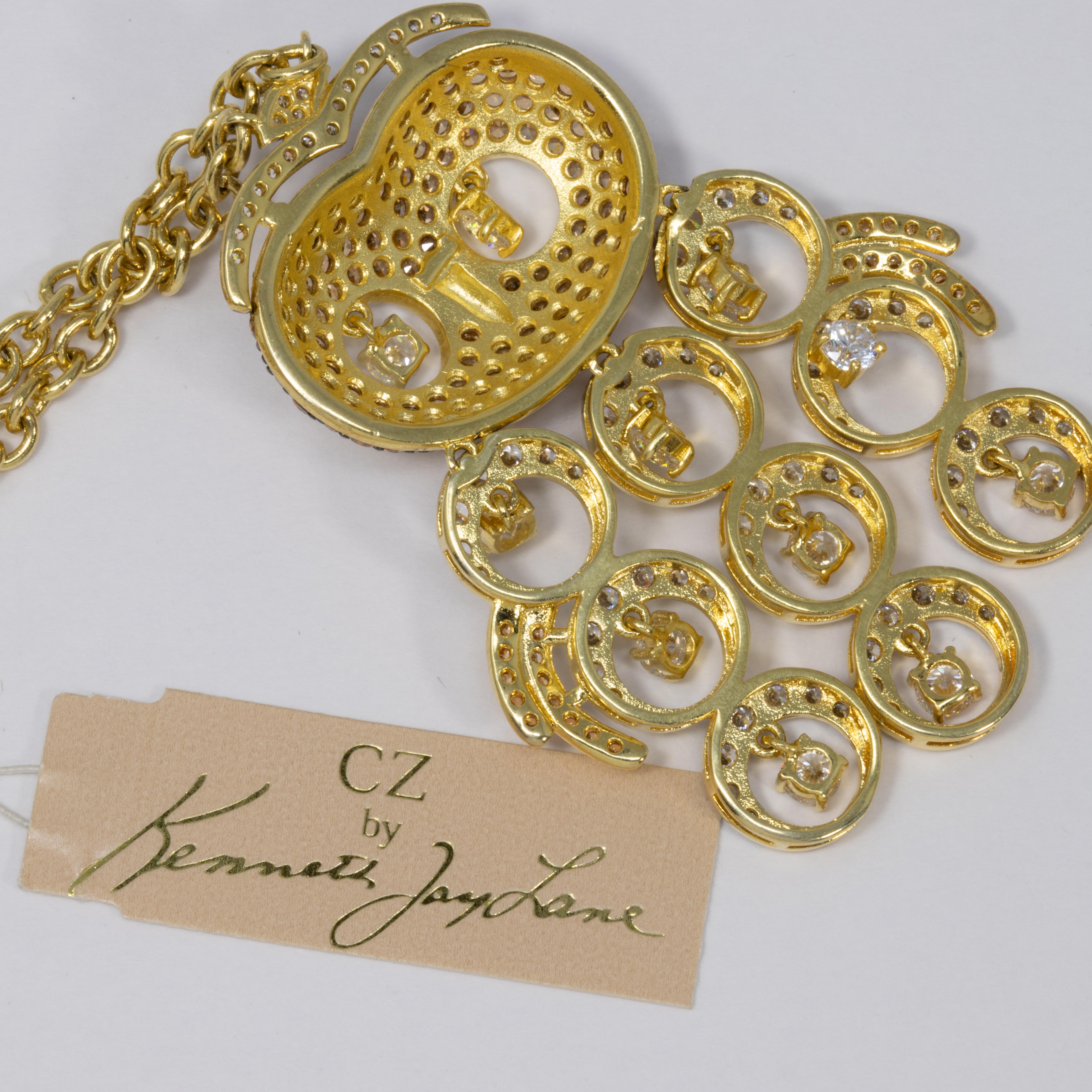 Kenneth Jay Lane - Collana con ciondolo a forma di gufo impreziosito da pave di zirconia cubica in vendita 1