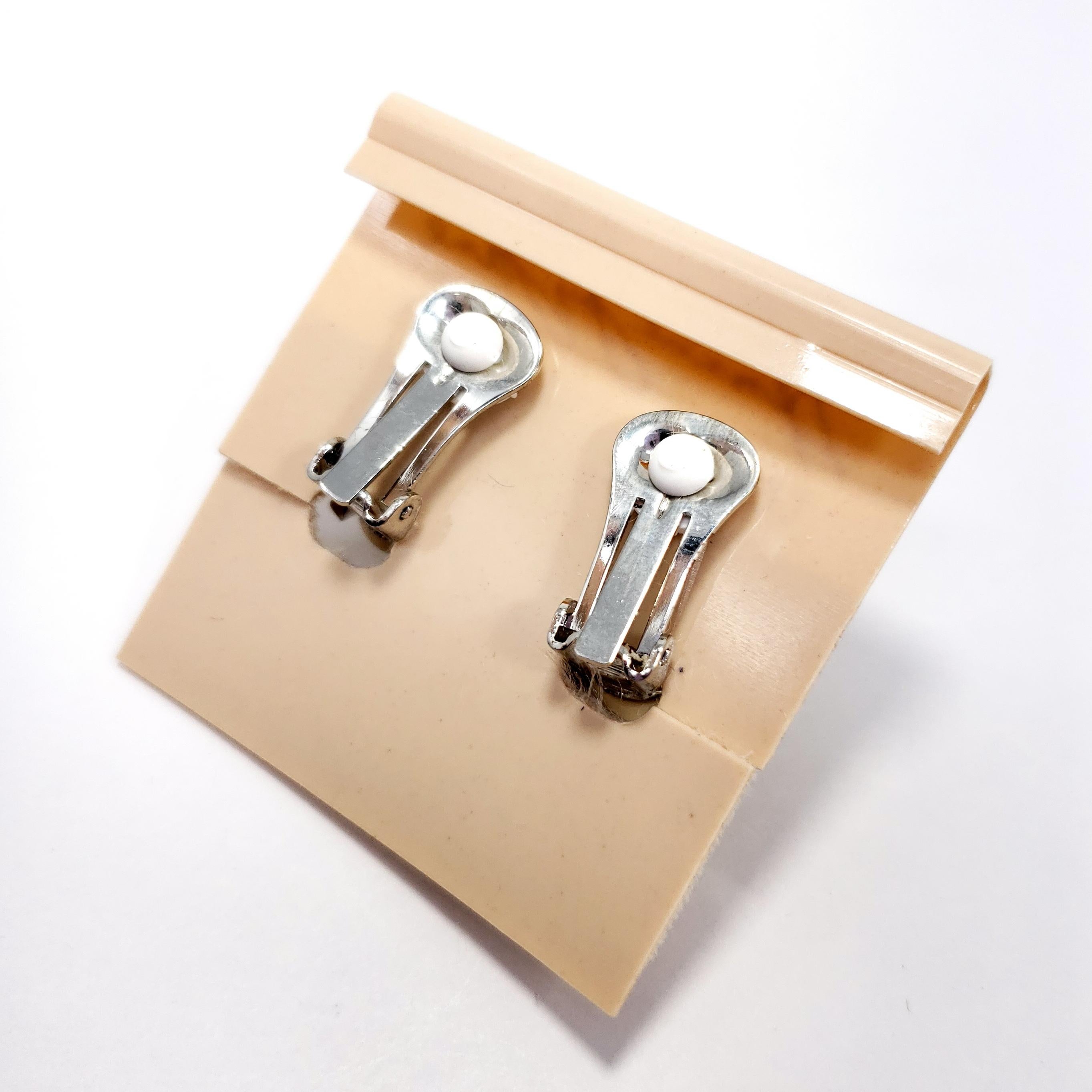 KJL Kenneth Jay Lane Faux Pearl Crystal Embellished Clip on Earrings in Silver 1