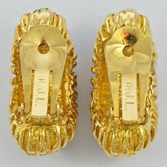 KJL Kenneth Jay Lane Gold Plated and Cobalt Blue Enamel Clip On Earrings