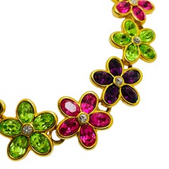 KJL KENNETH JAY LANE gold plated zirconia flower designer bracelet