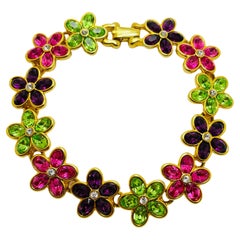 KJL KENNETH JAY LANE gold plated zirconia flower designer bracelet