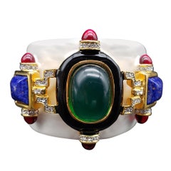 KJL Kenneth Jay Lane Pulsera Cabochon Verde Blanco