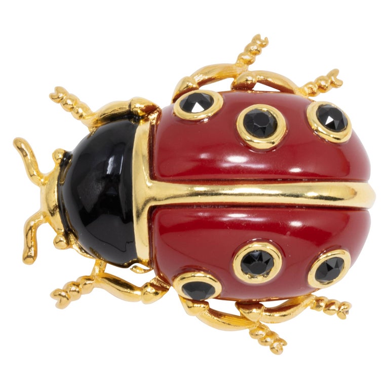 KJL Kenneth Jay Lane Gold Ladybug Pin Brooch, Red and Black  display picture 1