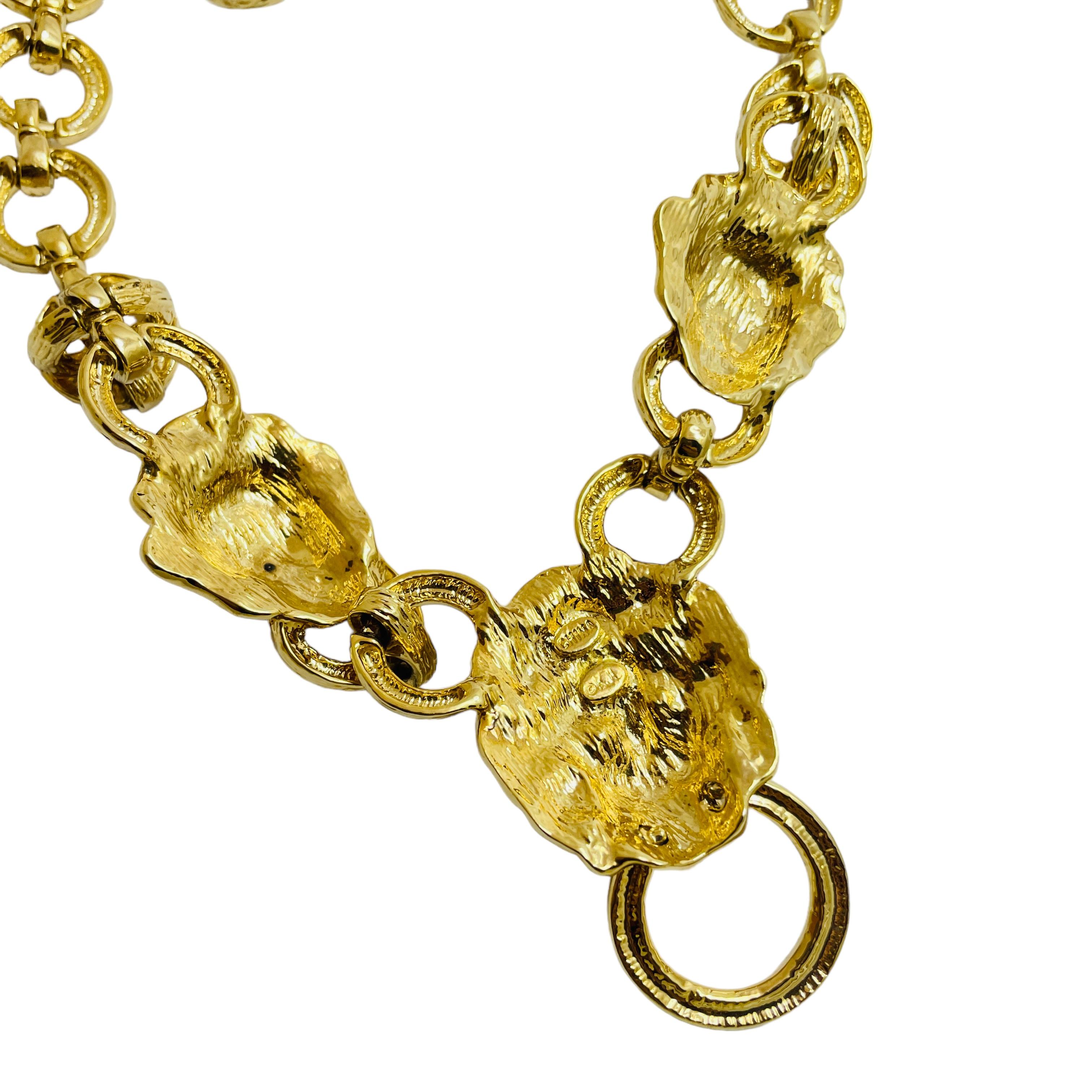 De las mujeres KJL KENNETH JAY LANE firmado oro leones aldaba puerta diseñador pasarela collar en venta