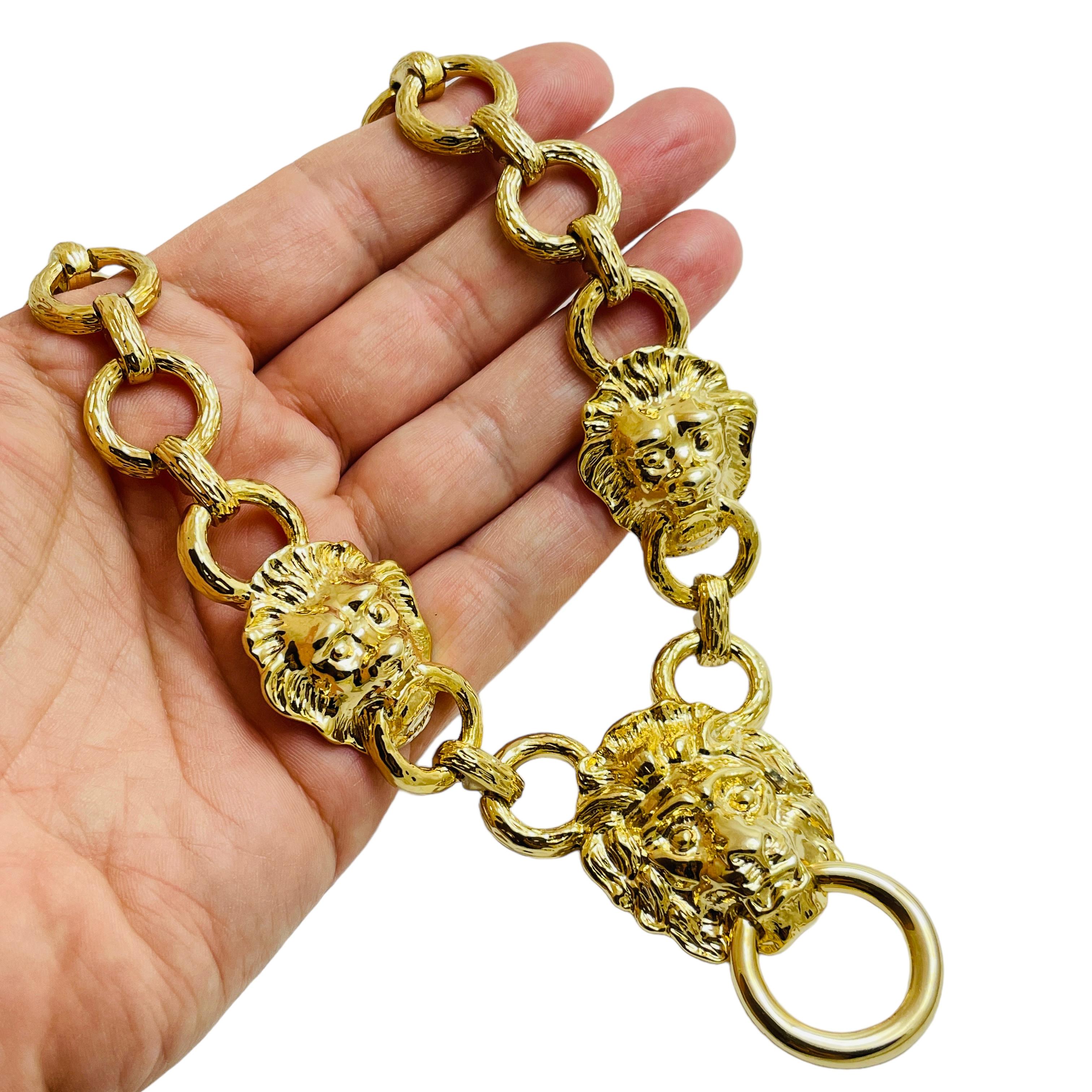 KJL KENNETH JAY LANE firmado oro leones aldaba puerta diseñador pasarela collar en venta 2