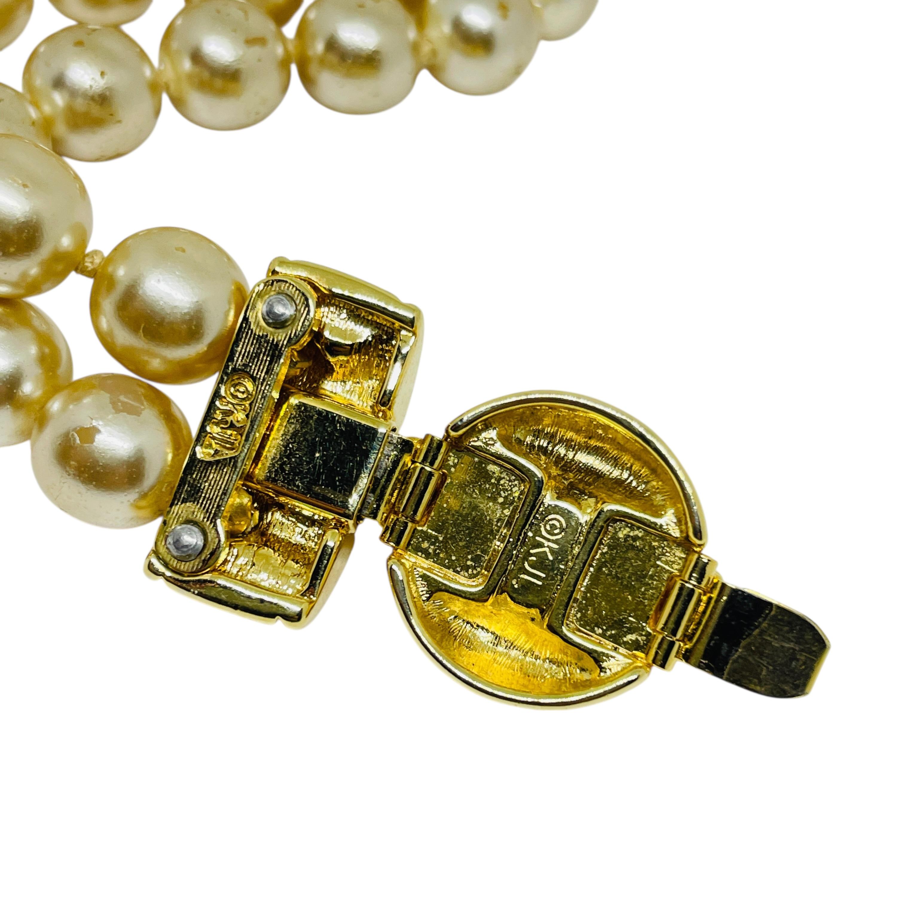 KJL KENNETH JAY LANE signiert vintage gold perlen strass designer armband im Zustand „Gut“ im Angebot in Palos Hills, IL