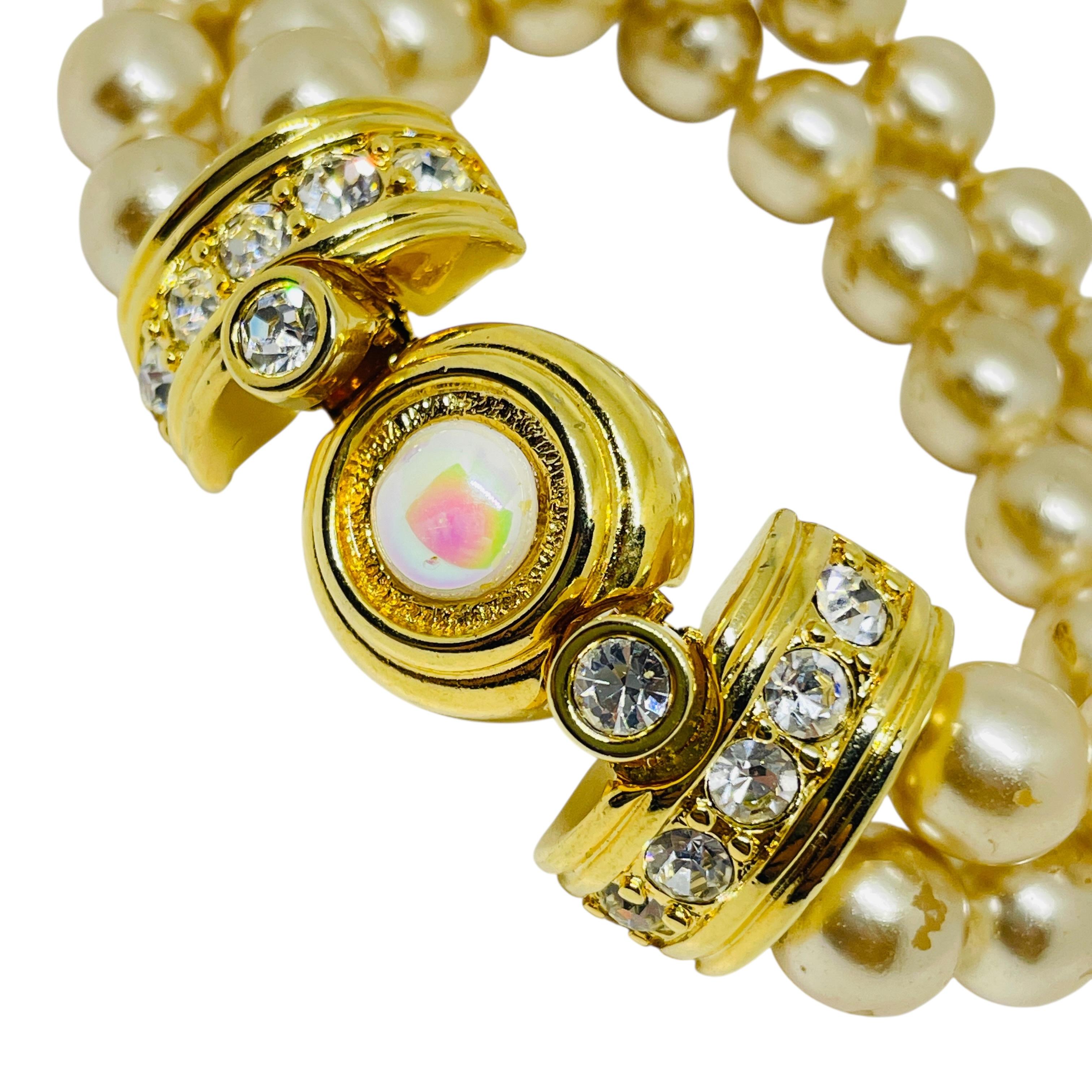 KJL KENNETH JAY LANE signiert vintage gold perlen strass designer armband im Angebot 1