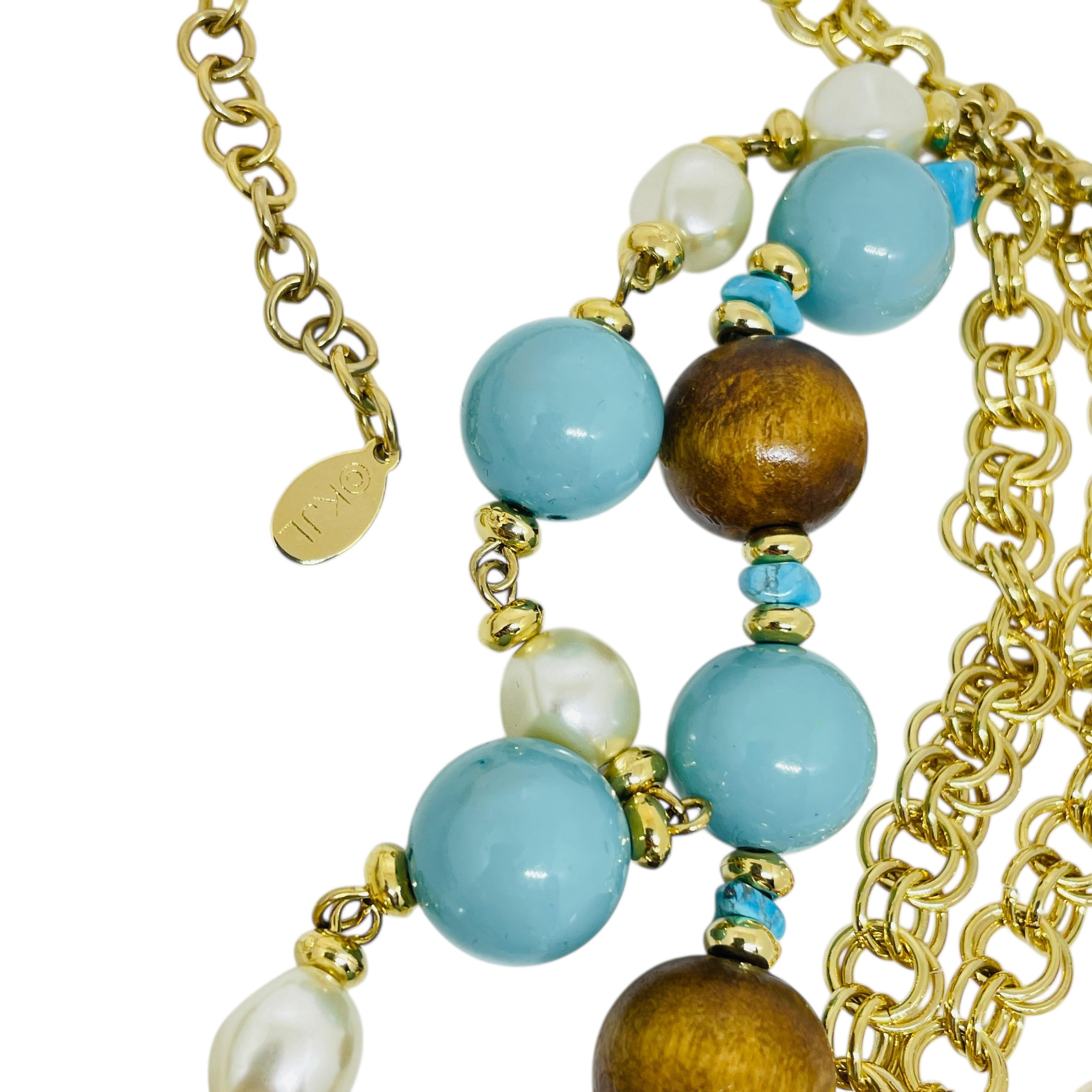 KJL KENNETH JAY LANE signiert Jahrgang Goldton Perlen Designer Halskette im Zustand „Gut“ im Angebot in Palos Hills, IL