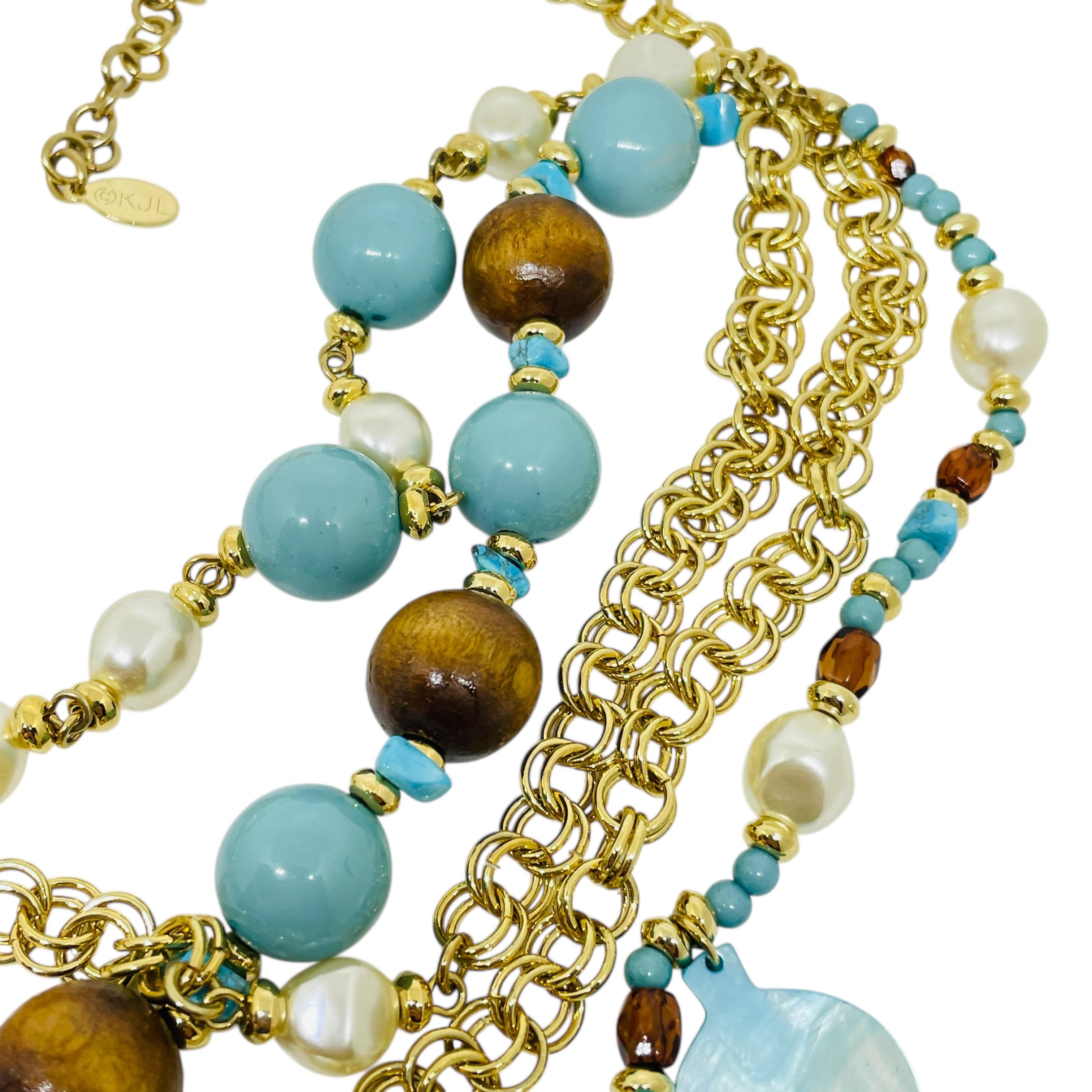 KJL KENNETH JAY LANE signiert Jahrgang Goldton Perlen Designer Halskette für Damen oder Herren im Angebot