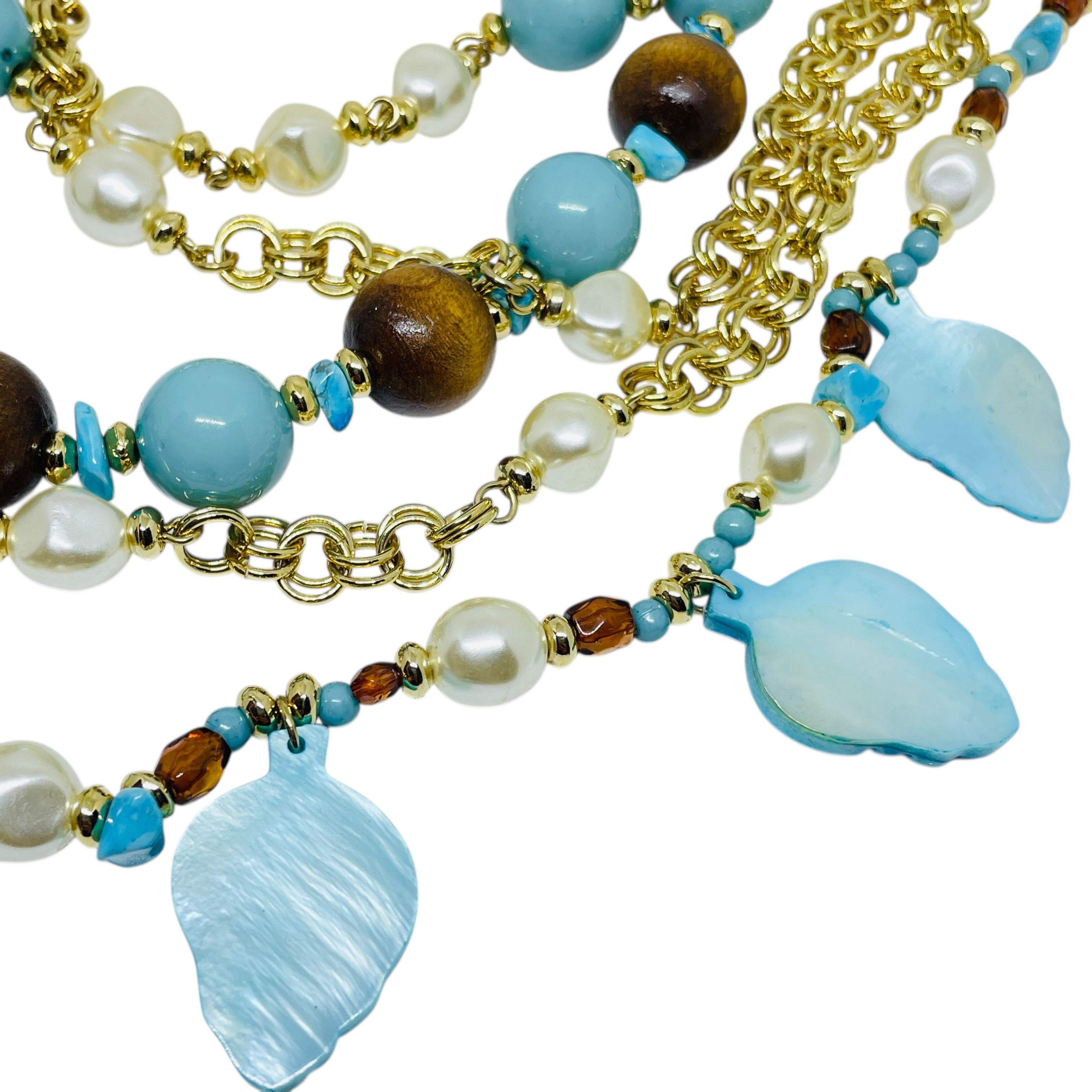 KJL KENNETH JAY LANE signiert Jahrgang Goldton Perlen Designer Halskette im Angebot 1