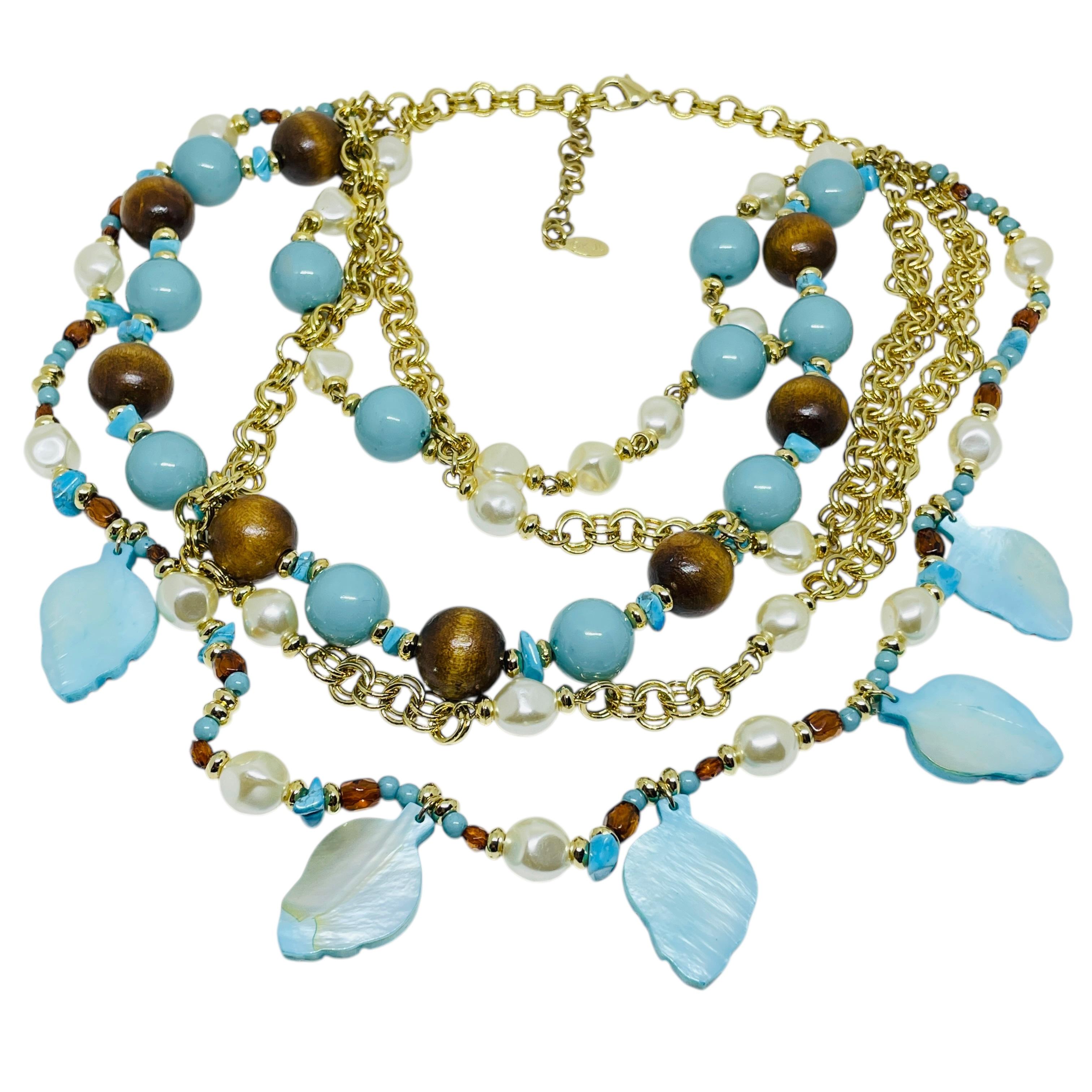 KJL KENNETH JAY LANE signiert Jahrgang Goldton Perlen Designer Halskette im Angebot 2