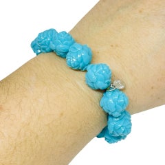 KJL KENNETH JAY LANE firmada vintage turquesa lucita flores pulsera de diseño