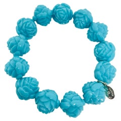 KJL Kenneth Jay Lane, bracciale vintage firmato con fiori di lucite e turchese