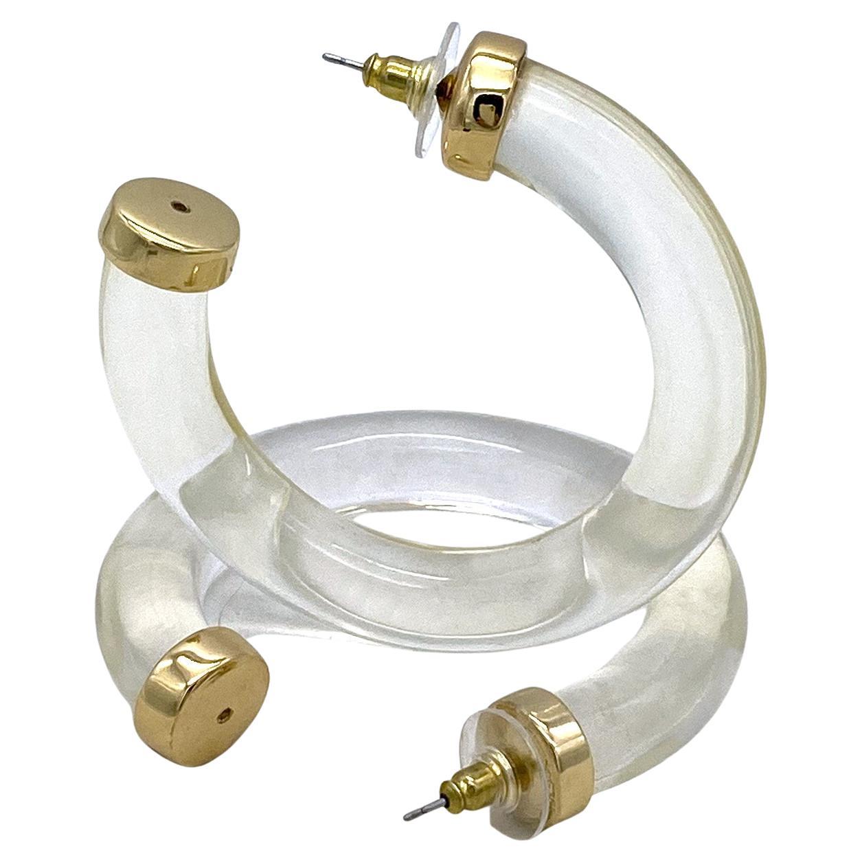 KJL Lucite Large Hoop Post Earrings For Sale 1