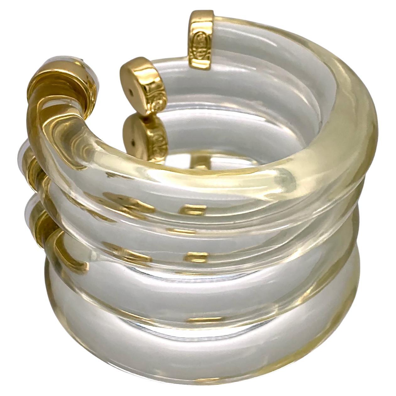 KJL Lucite Large Hoop Post Earrings For Sale 3