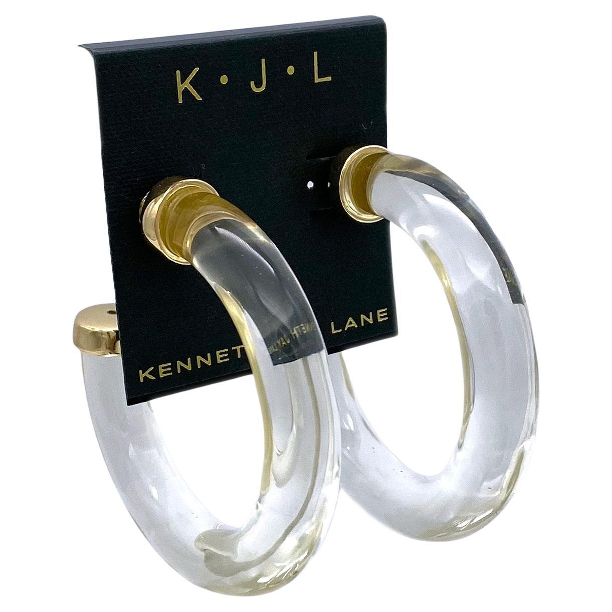 KJL Lucite Large Hoop Post Earrings For Sale