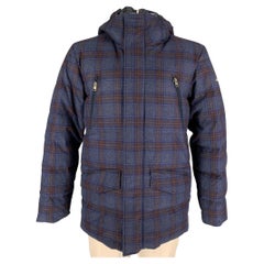 KJUS Size 42 Navy Gray Orange Plaid Wool Cashmere Jacket