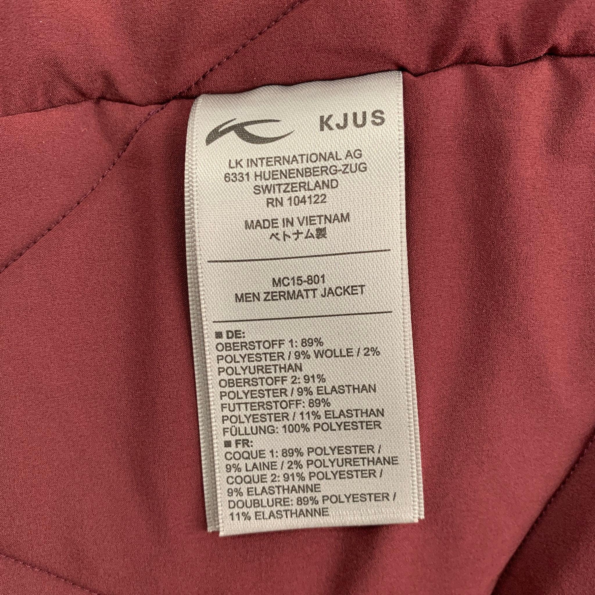 Men's KJUS Size M Burgundy Navy Color Block Polyester Wool Zermatt Jacket For Sale