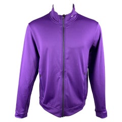 KJUS Talla M Chaqueta polar con cremallera de poliéster púrpura y diamantes