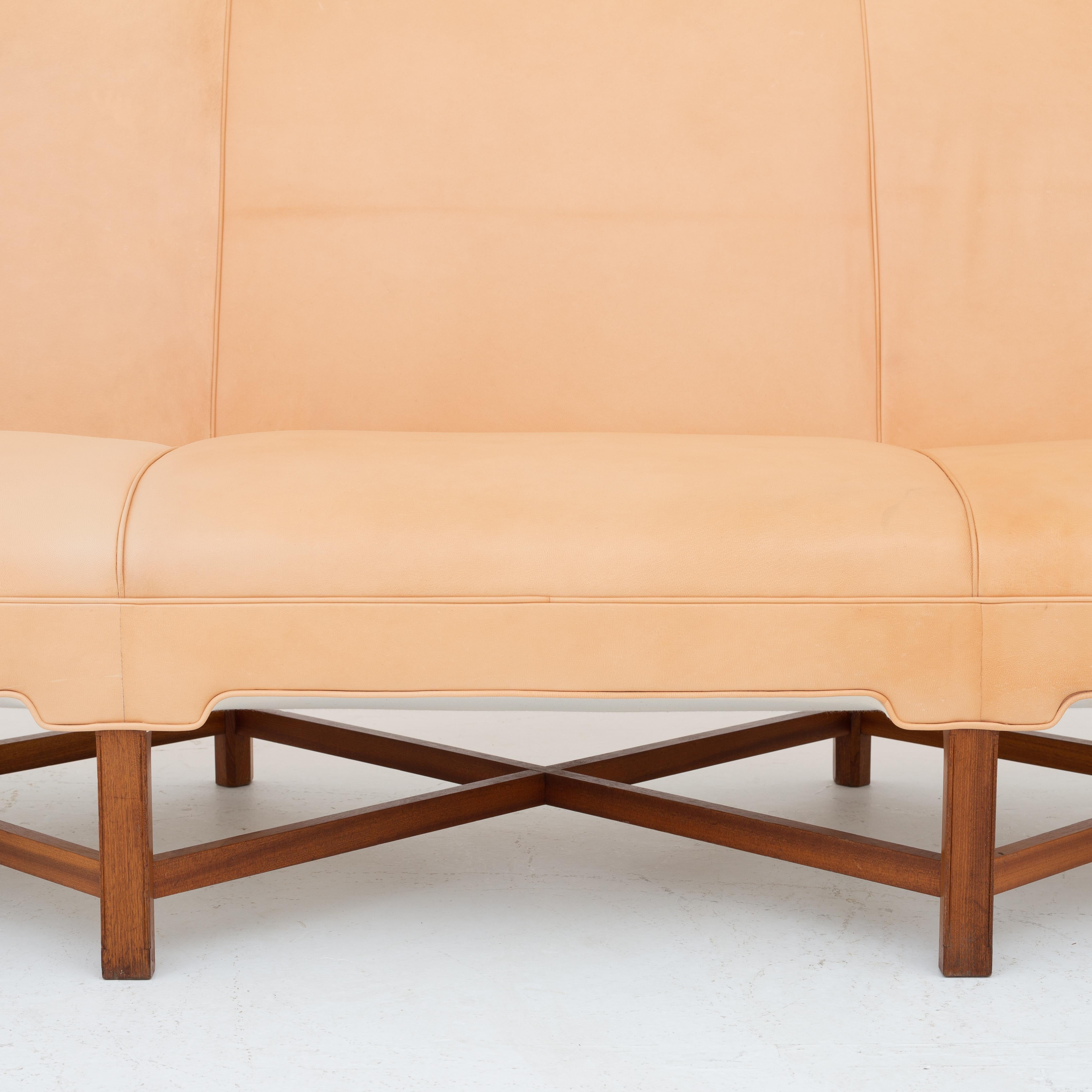 Patinated KK 4118 3-Seat Sofa in Niger Leather by Kaare Klint