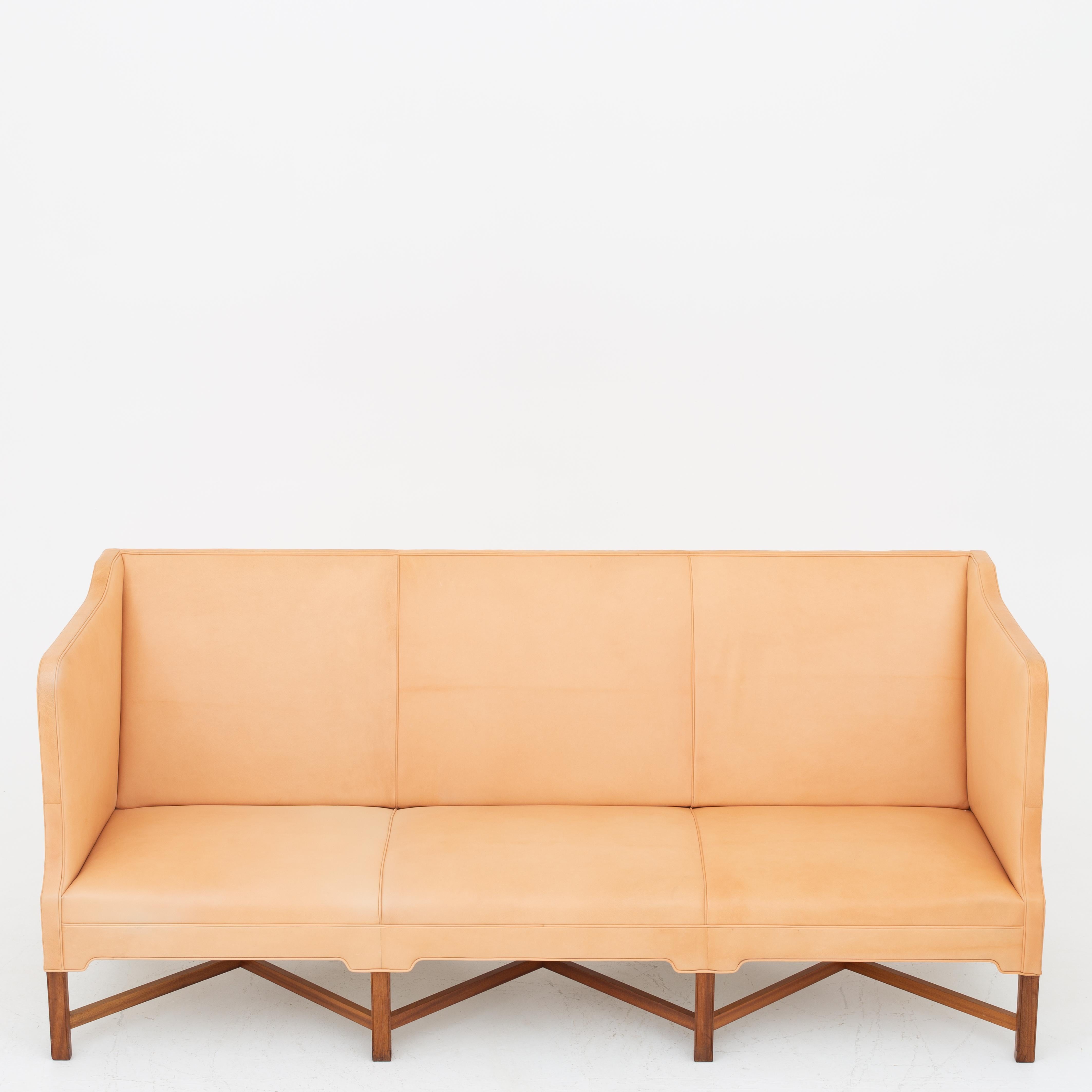 Mahogany KK 4118 3-Seat Sofa in Niger Leather by Kaare Klint