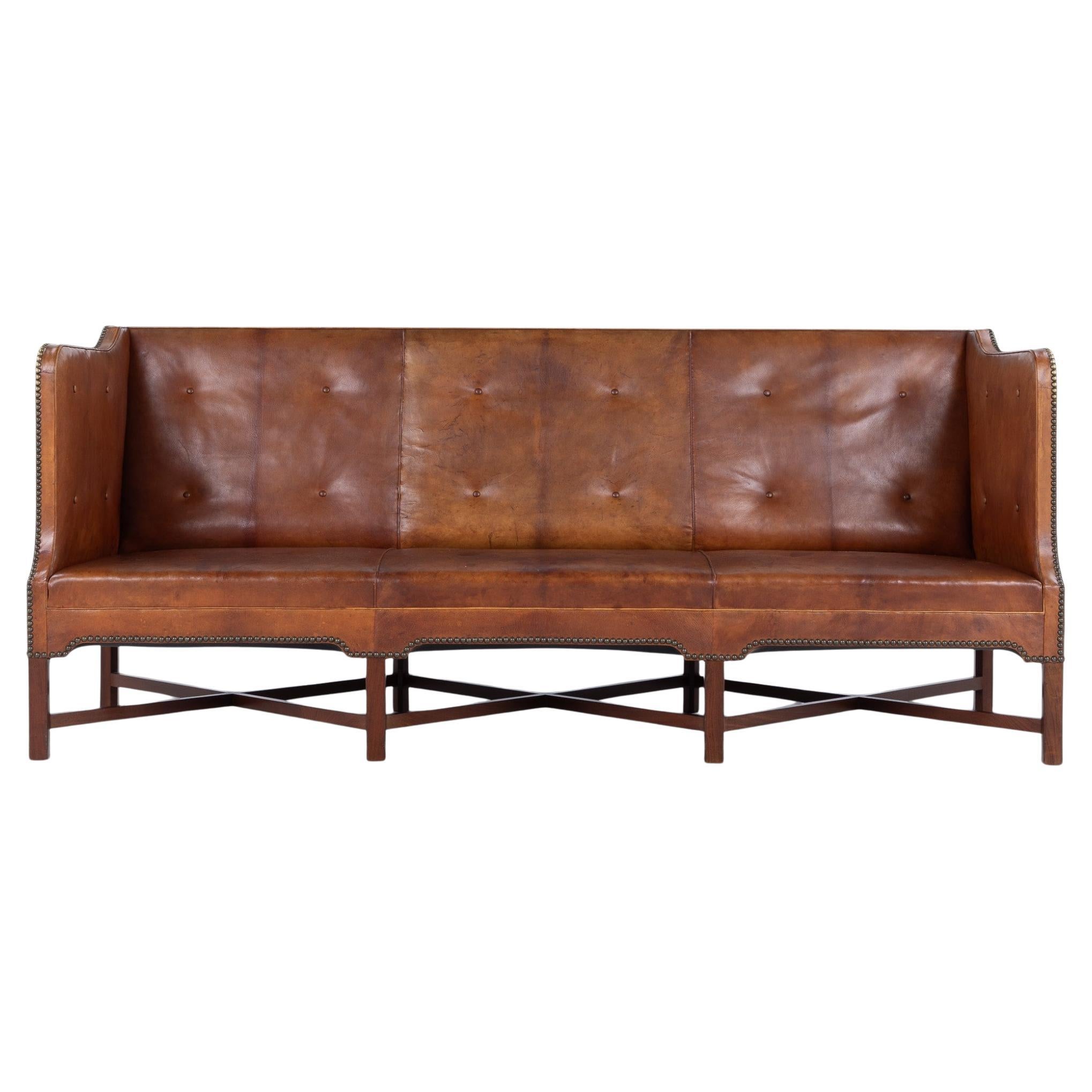 KK 4118 - Sofa in patinated Niger leather designed by Kaare Klint