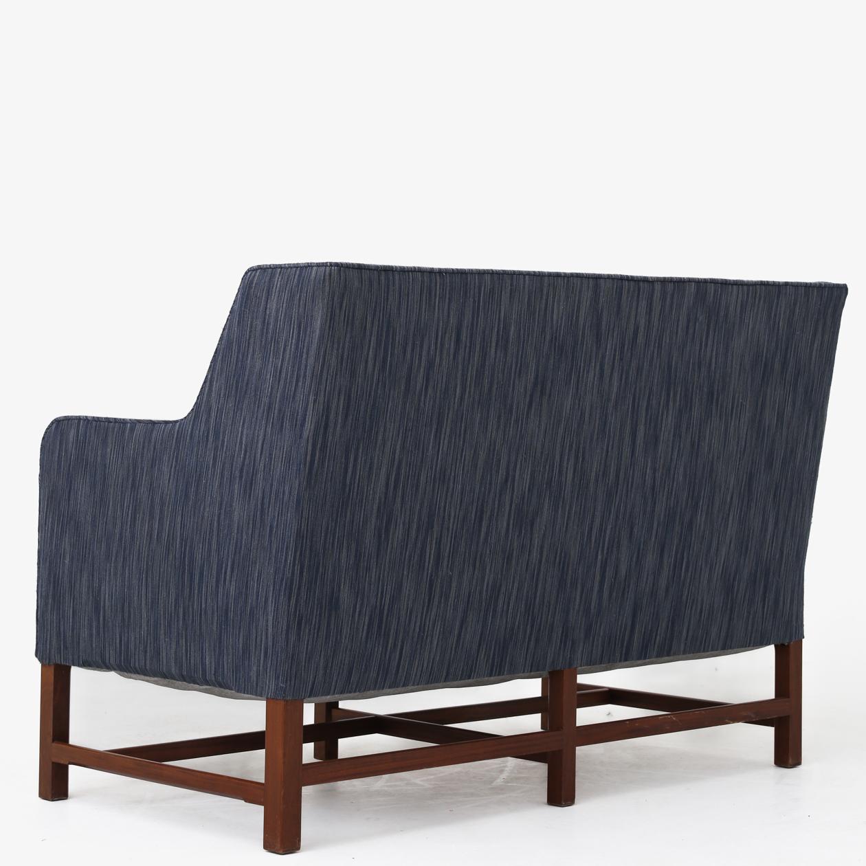 KK 5011 - 2-seater sofa with bluish wool and mahogany legs. Kaare Klint / Rud. Rasmussen