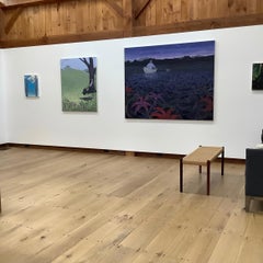 Flint Hill Lake, Horizontal Landscape, Row Boat in Lake, Violet, Red, and White