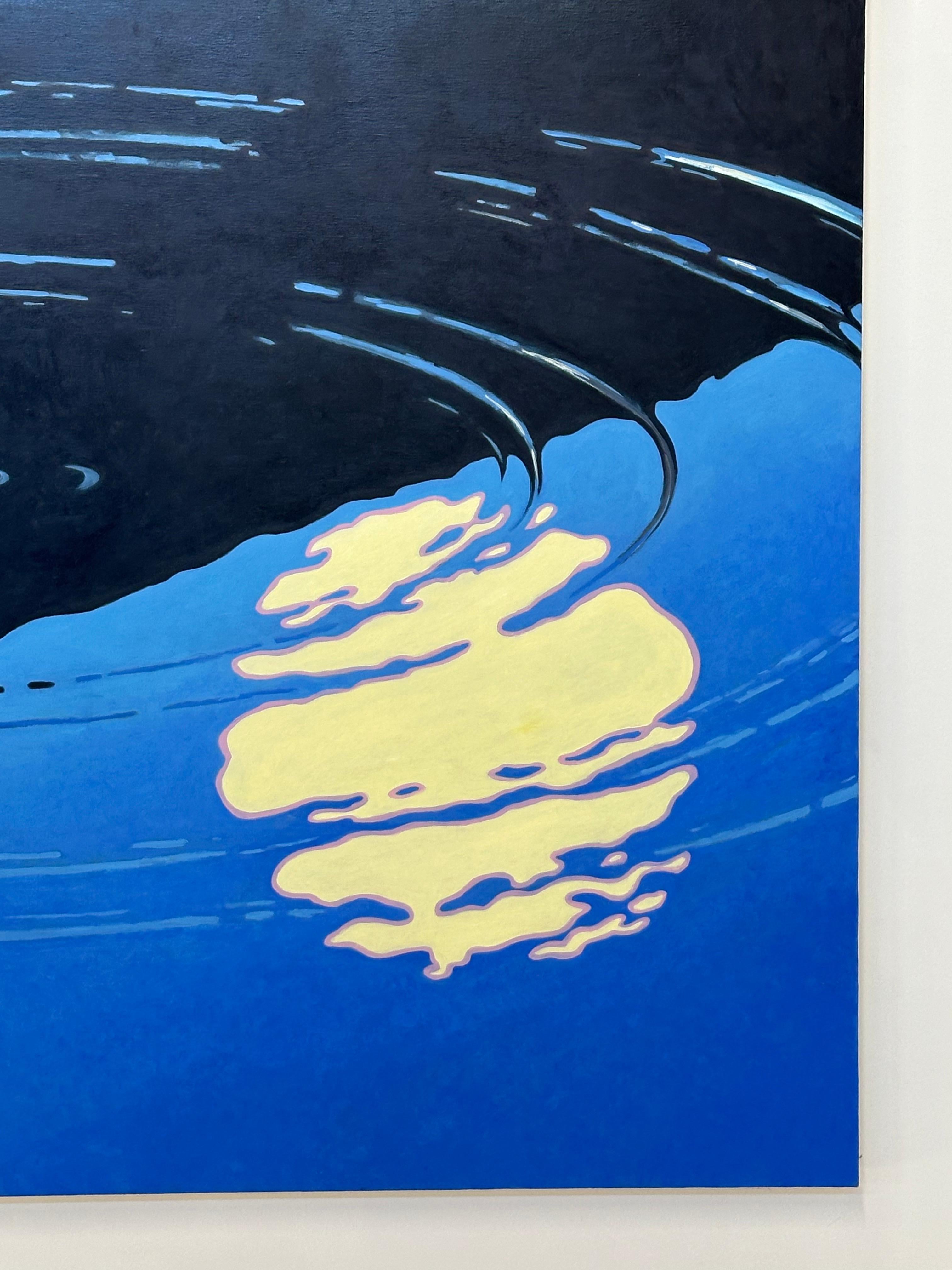 Floating II - Nachtlandschaft Figur Schwimmen Mitternachtsblau Wasser Mond, 2023 im Angebot 7