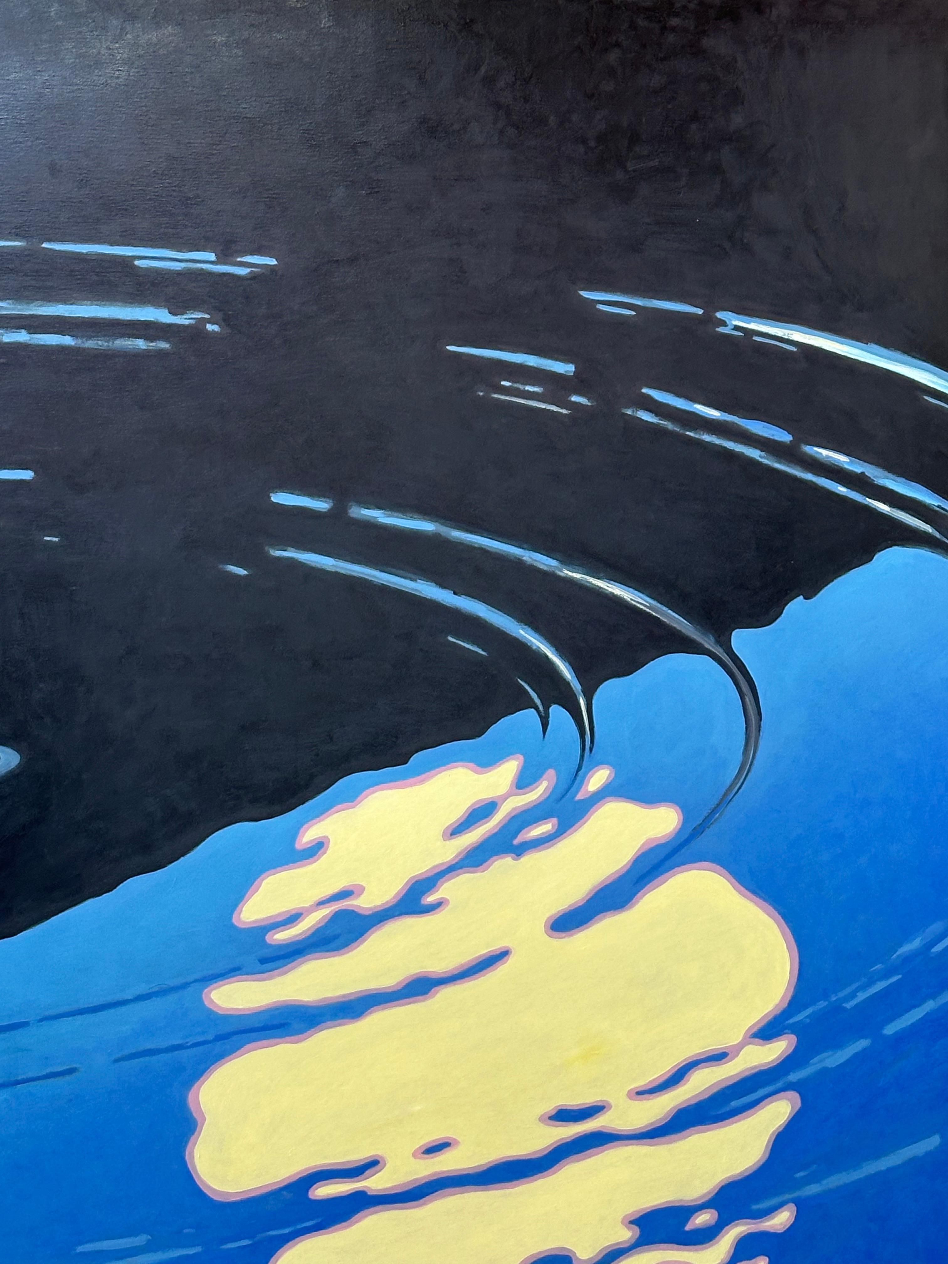 Floating II - Nachtlandschaft Figur Schwimmen Mitternachtsblau Wasser Mond, 2023 im Angebot 4