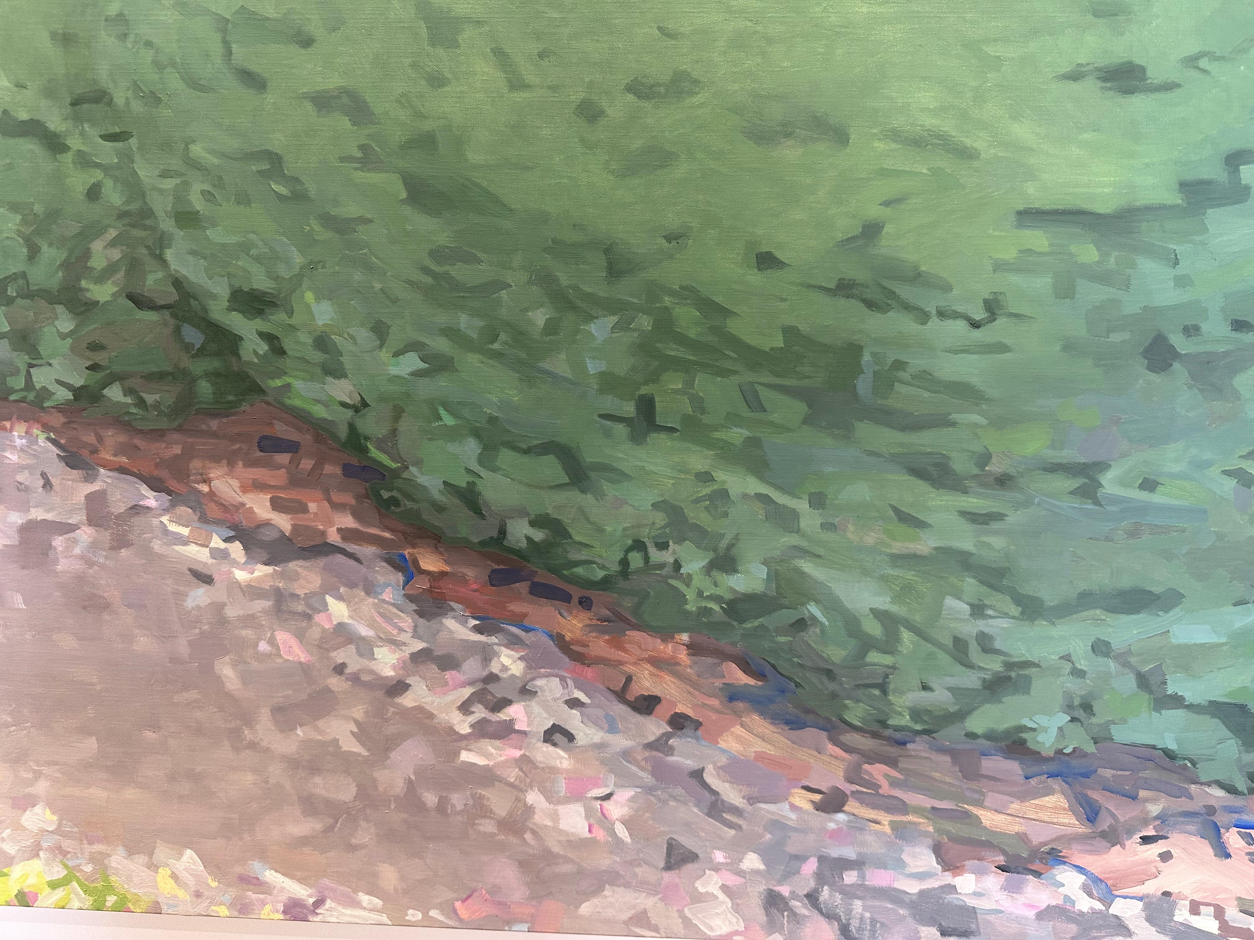 Invitation - Peinture contemporaine Maison blanche Ciel bleu Nuages Chemin, 2024 en vente 5