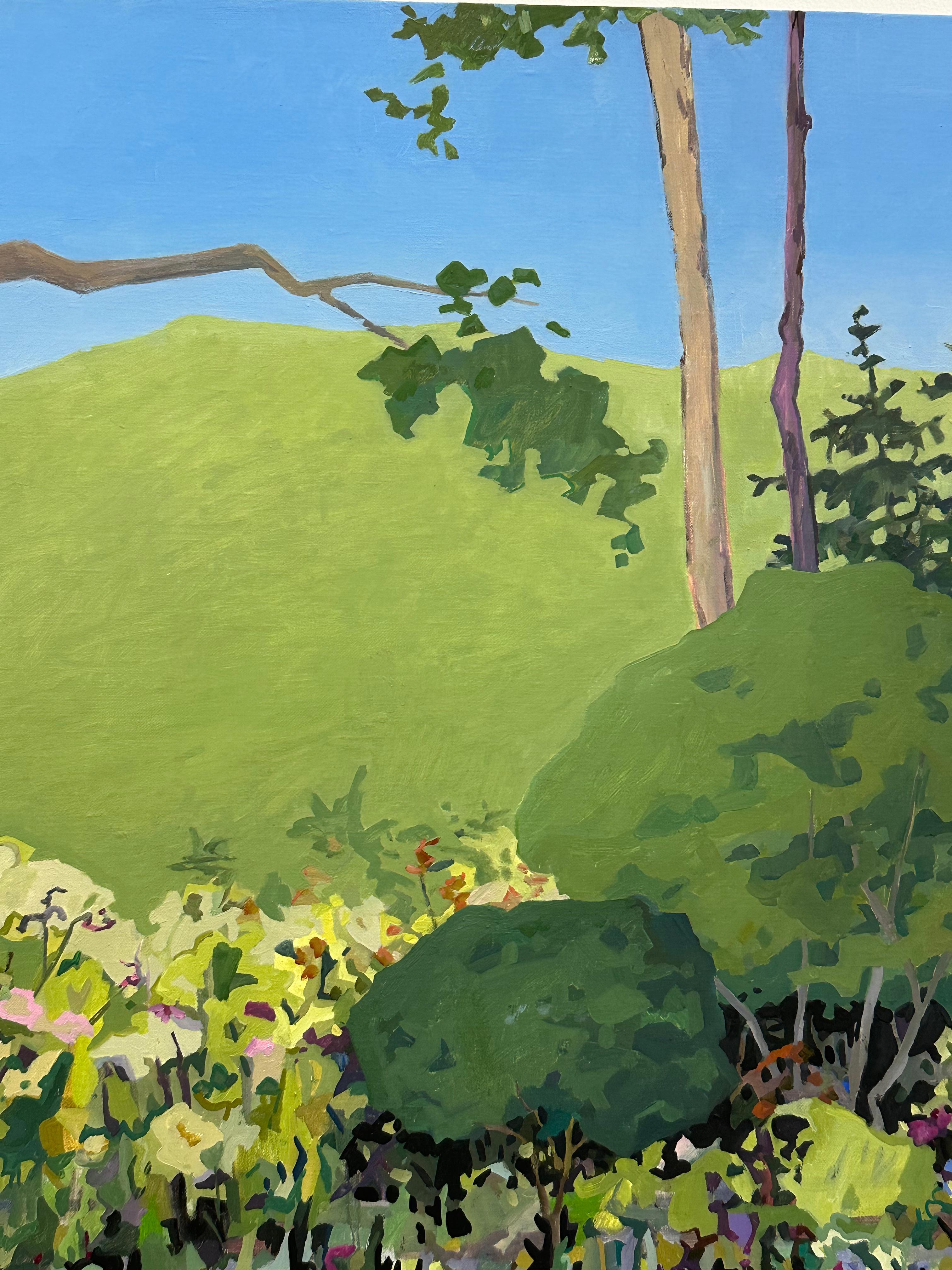 Lakeside - Kiefer Bäume Blumen Grünes Wasser Blauer Himmel Wald See Landschaft, 2024 im Angebot 5